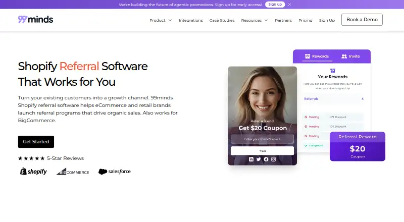 The 99minds Referral homepage