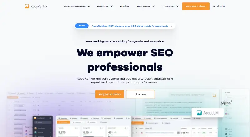 The AccuRanker homepage