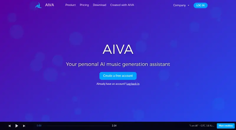The AIVA homepage
