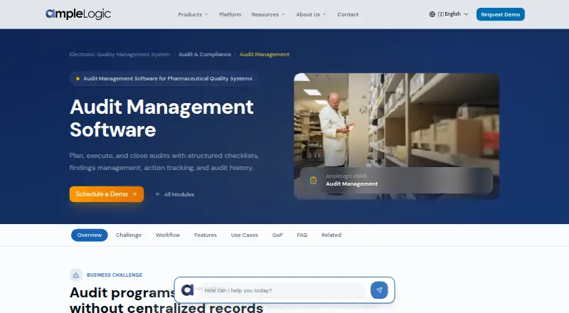 The AmpleLogic Audit Management homepage