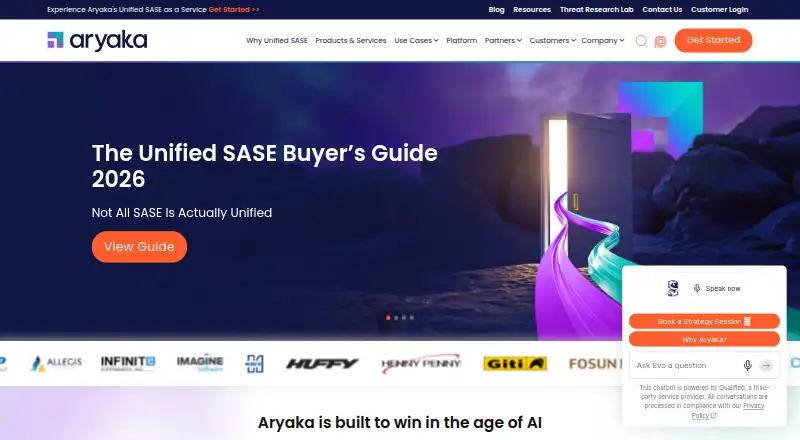The Aryaka SmartSecure Private Access homepage