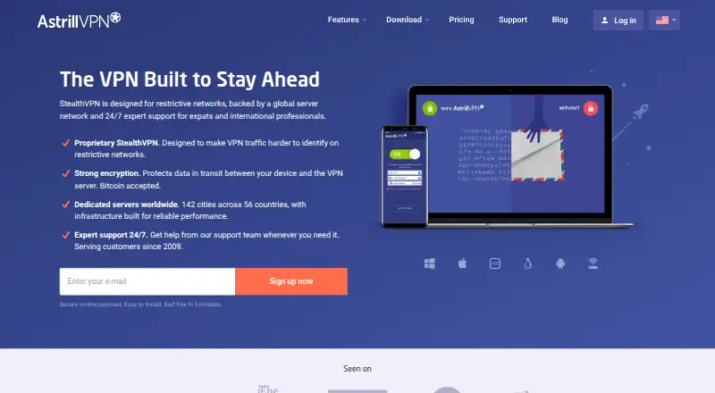 The Astrill VPN homepage