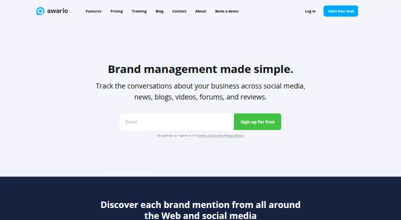 The Awario homepage