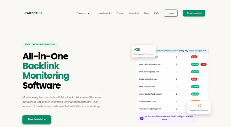 The Monitolink homepage