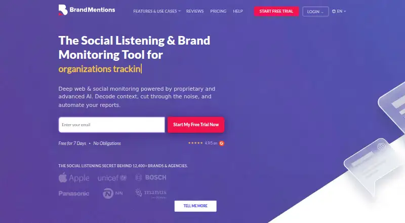 The BrandMentions homepage