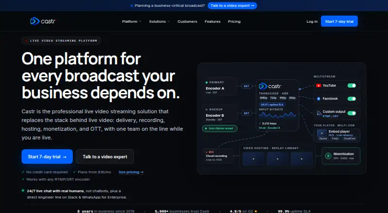 The Castr homepage