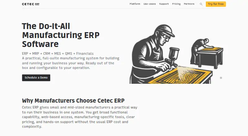 The Cetec ERP homepage