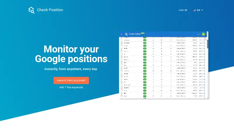The Check Position homepage