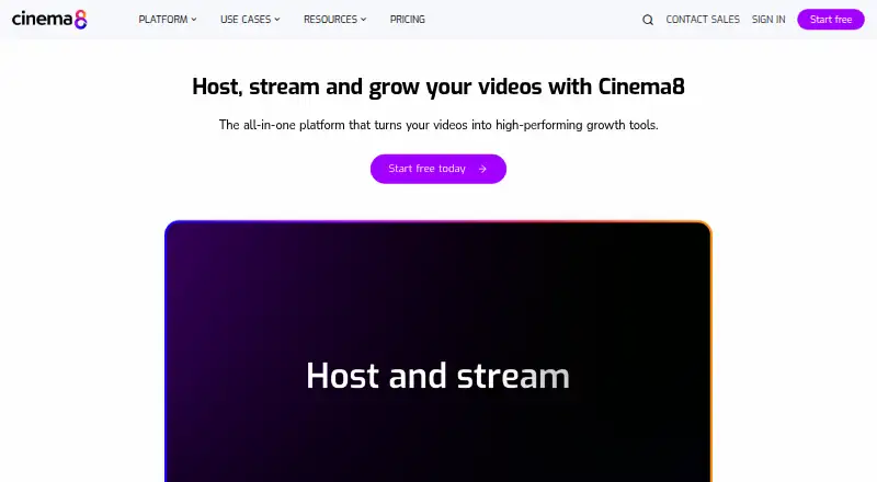 The Cinema8 homepage