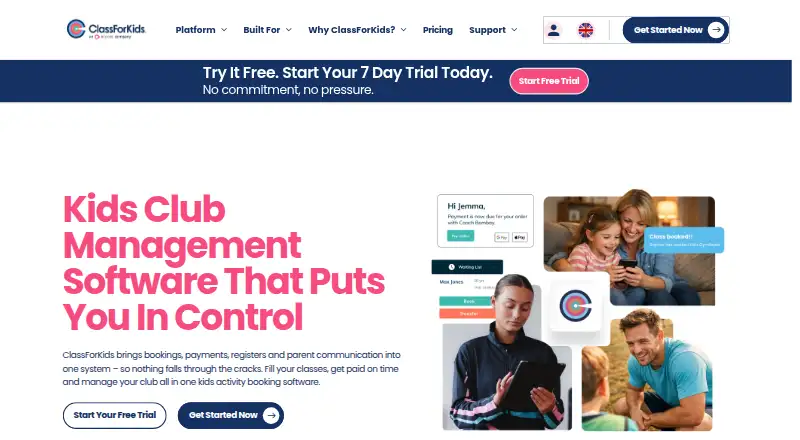 The ClassForKids homepage