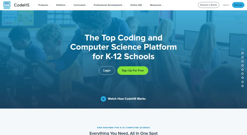 The CodeHS homepage