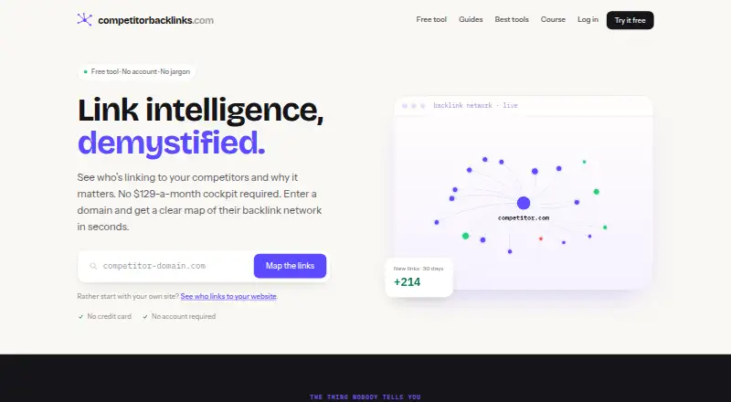 The Competitor Backlinks homepage
