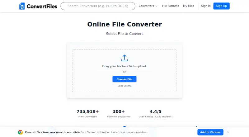 The ConvertFiles homepage