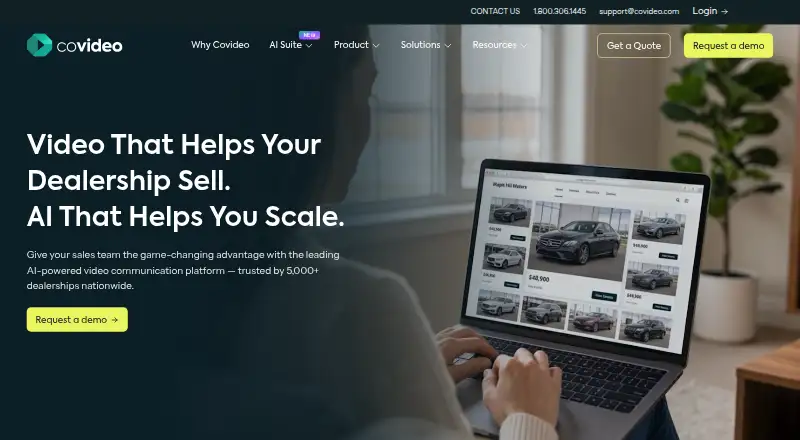 The Covideo homepage