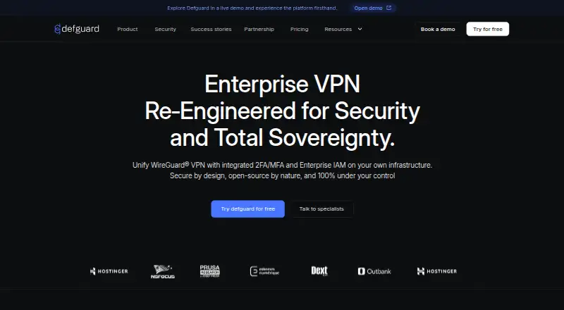 The Defguard homepage