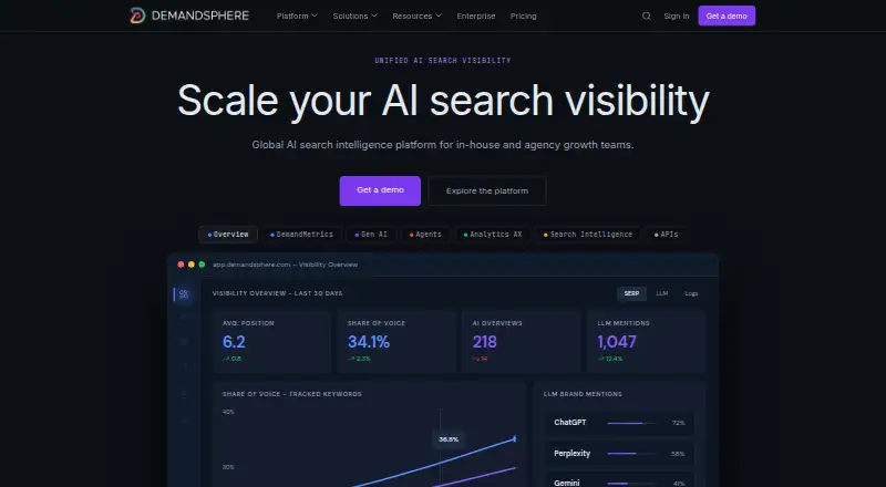 The DemandSphere homepage