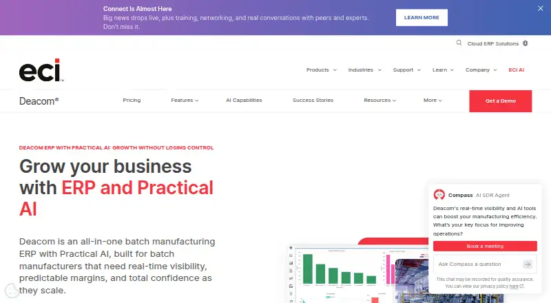 The DEACOM ERP homepage