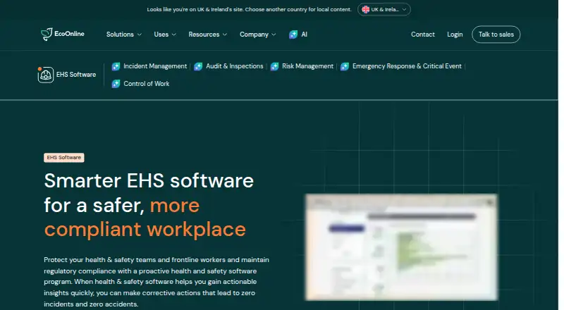 The EcoOnline homepage