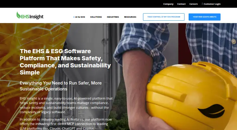 The EHS Insight homepage