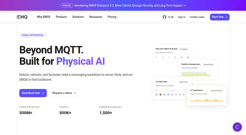 The EMQX homepage