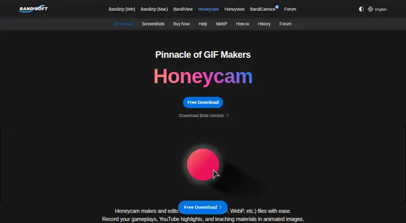 The Honeycam homepage