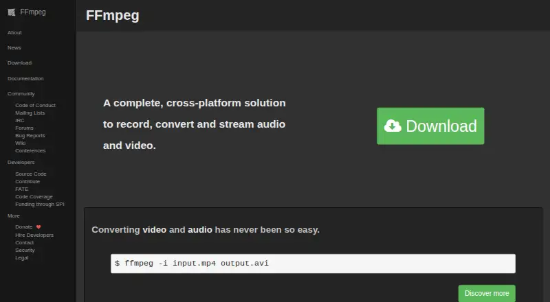 The FFmpeg homepage