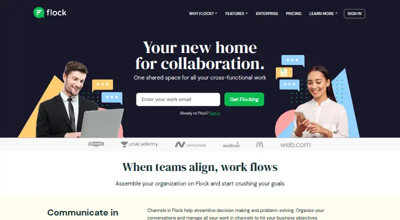 The Flock homepage
