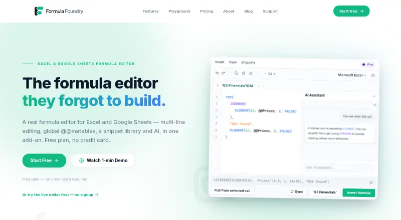 The Formula Foundry homepage