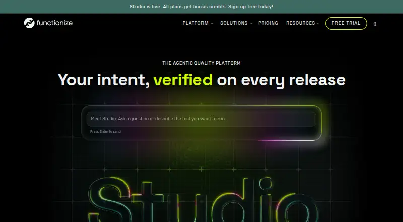 The Functionize homepage