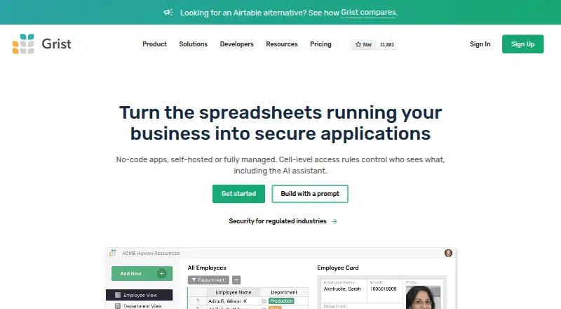 The Grist homepage