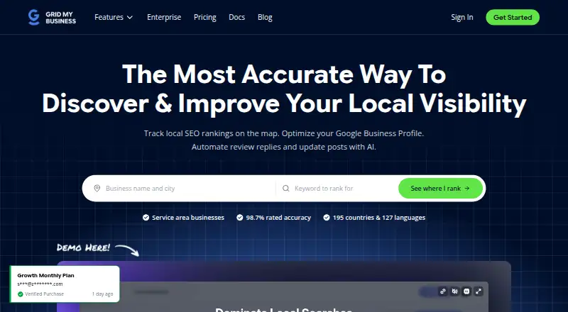 The Grid My Business homepage