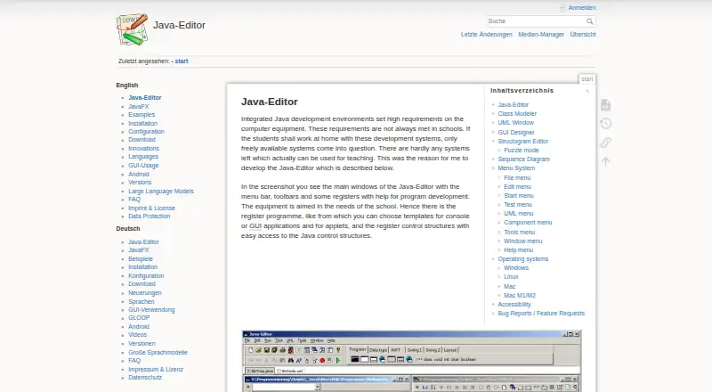 The Java-Editor homepage