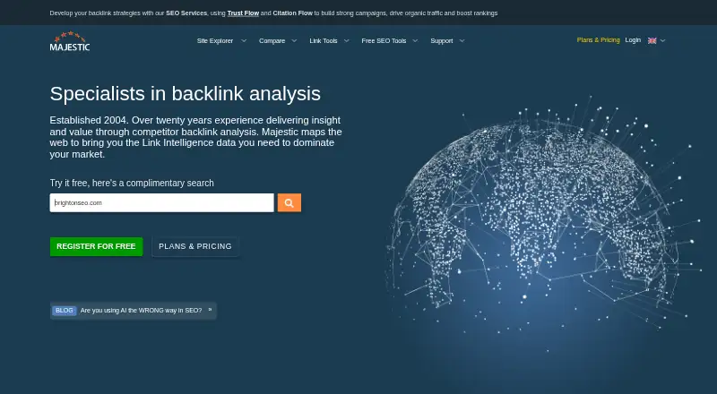 The Majestic homepage