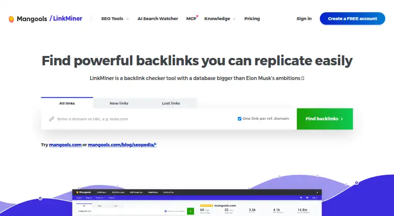 The LinkMiner homepage