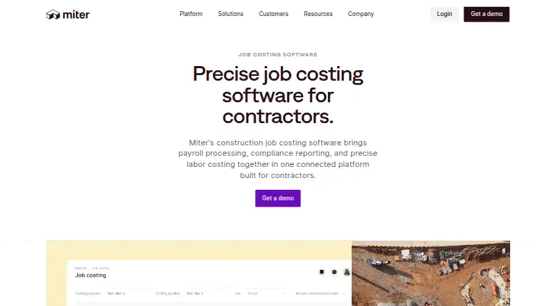 The Miter Job Costing homepage