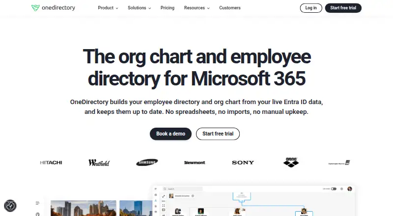 The OneDirectory homepage
