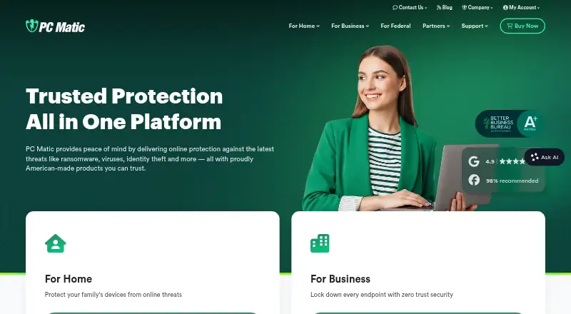 The PC Matic homepage