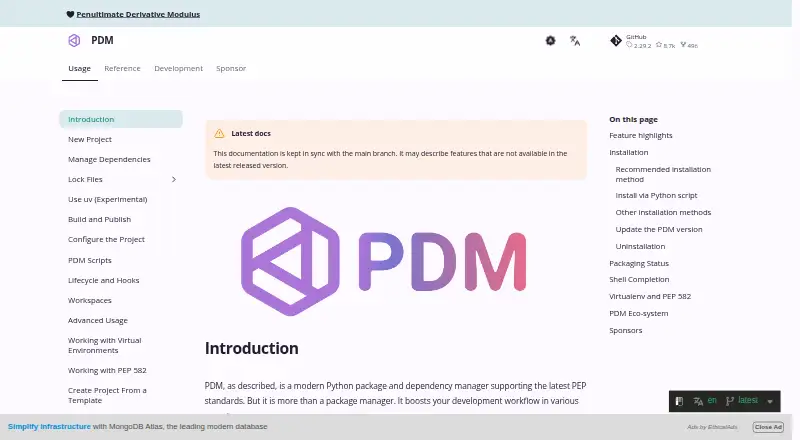 The PDM homepage
