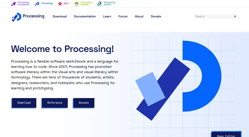 The Processing homepage