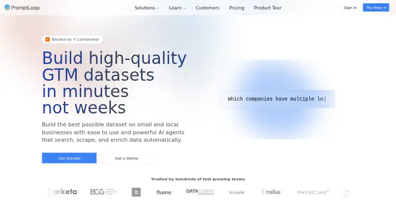 The PromptLoop homepage