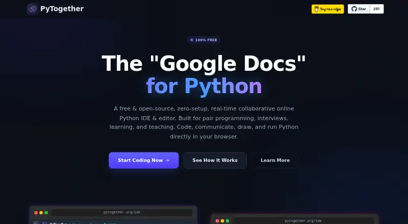 The PyTogether homepage