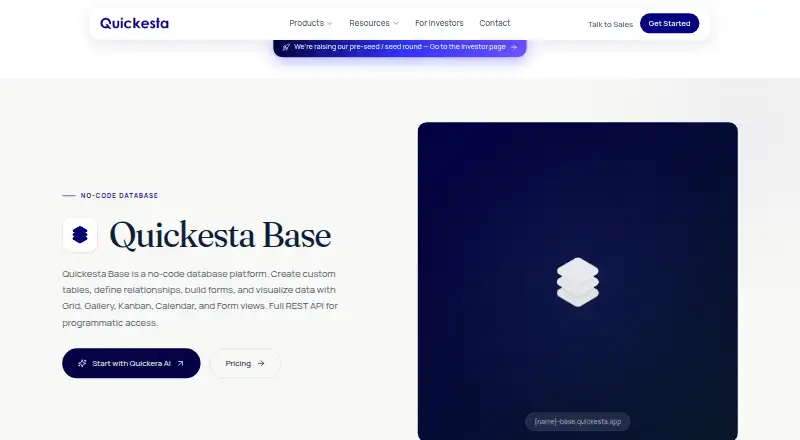 The Quickesta Base homepage