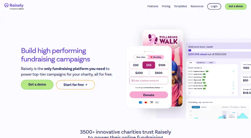 The Raisely homepage