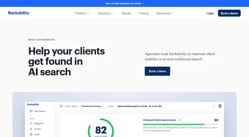 The Rankability homepage