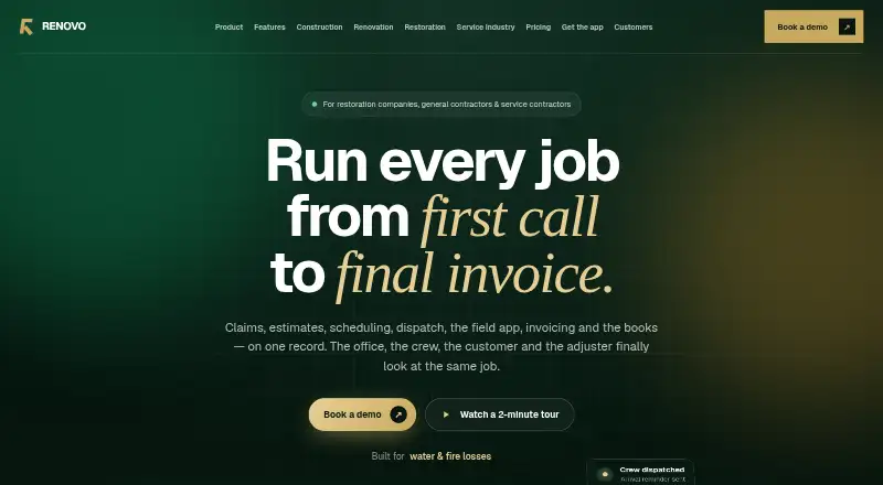 The Renovo homepage