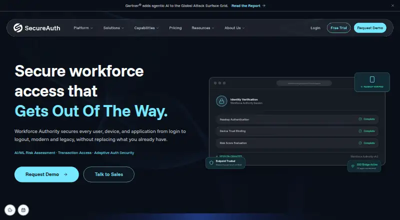 The SecureAuth Workforce Authority homepage