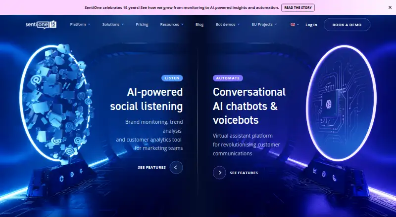 The SentiOne Listen homepage