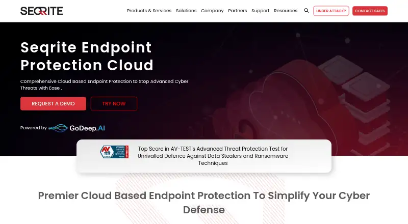 The Seqrite Endpoint Protection Cloud homepage