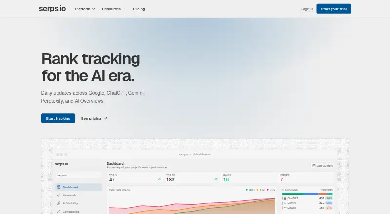 The SERPs homepage