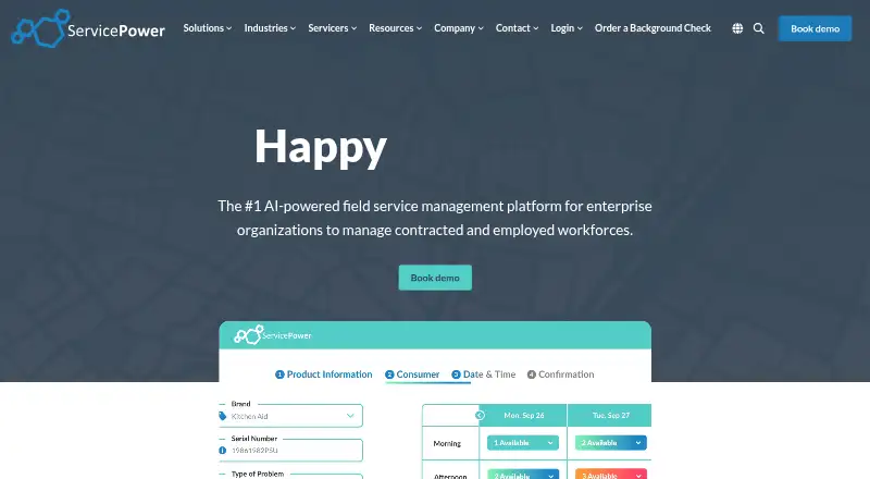 The ServicePower homepage